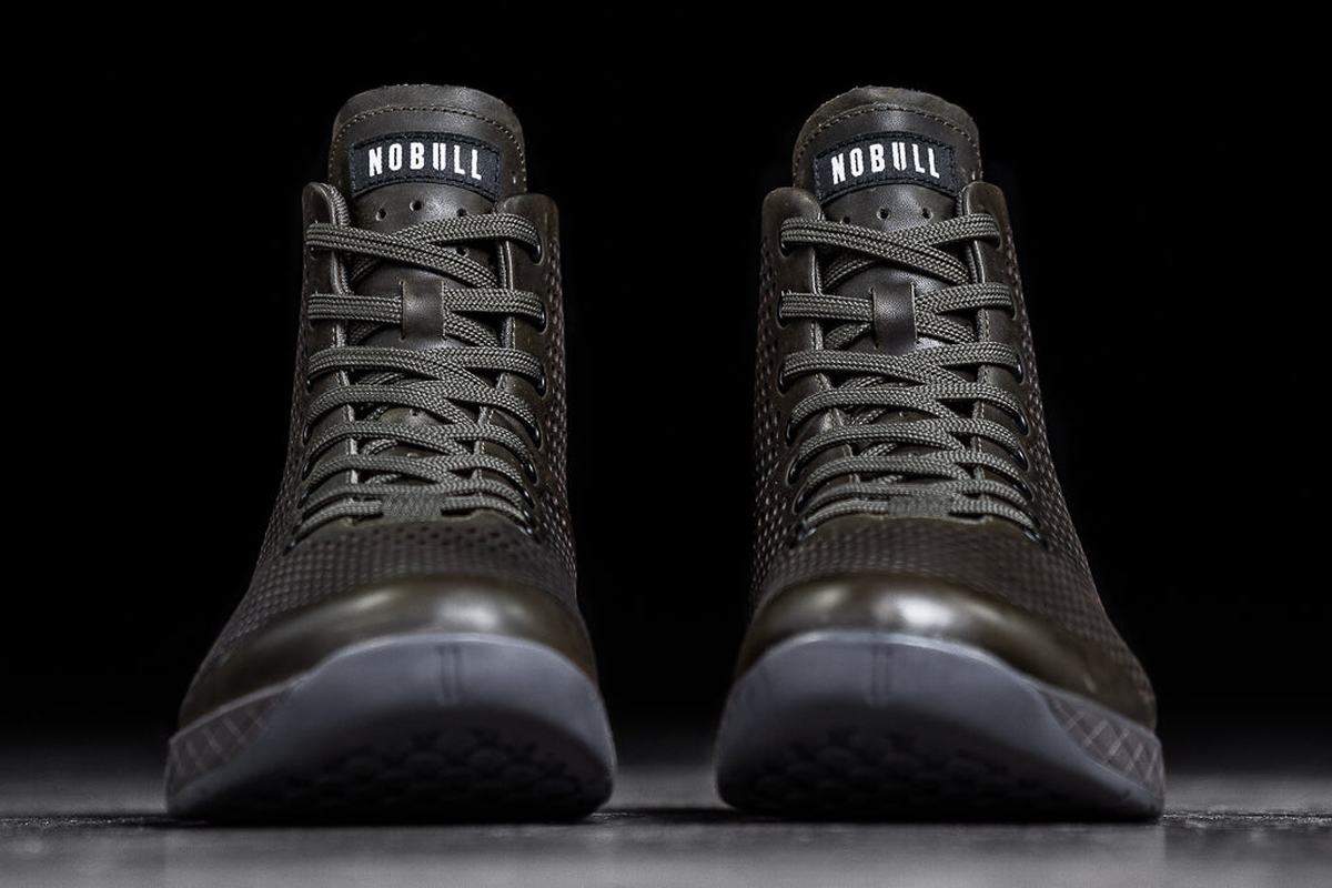 Nobull High-Top Leather Men's Trainers Olive | Australia (GS9471)